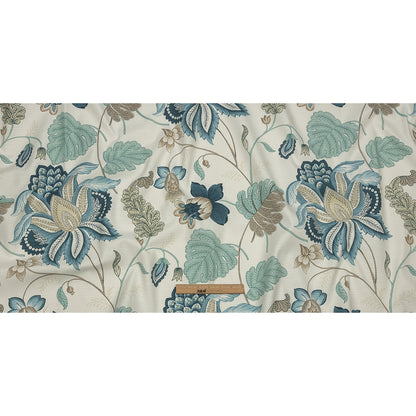 Legion Blue and Egret Floral Cotton Blend - Full