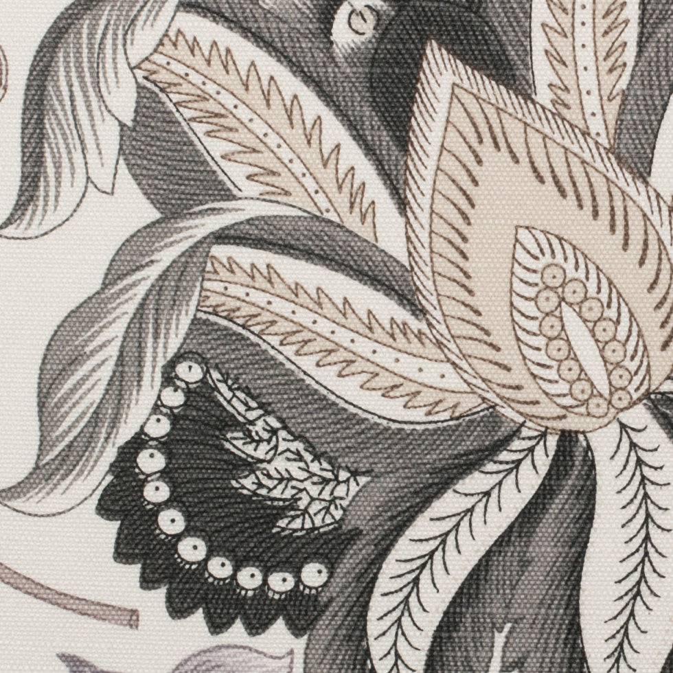 Gray Floral Cotton Blend - Detail