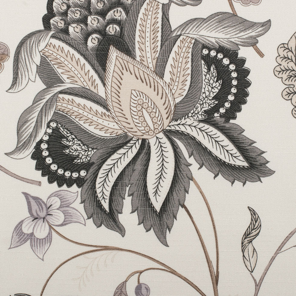 Gray Floral Cotton Blend