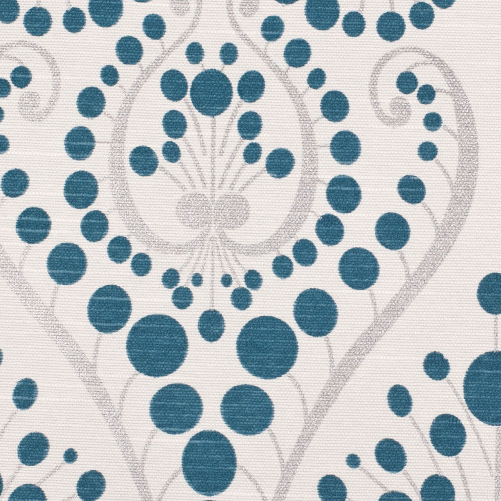 Teal Blue Swirls Cotton Blend Detail