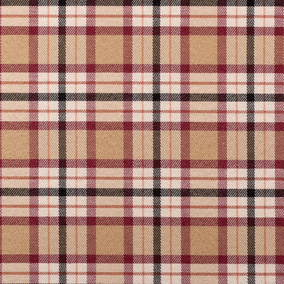 Beige Plaid Cotton Blend