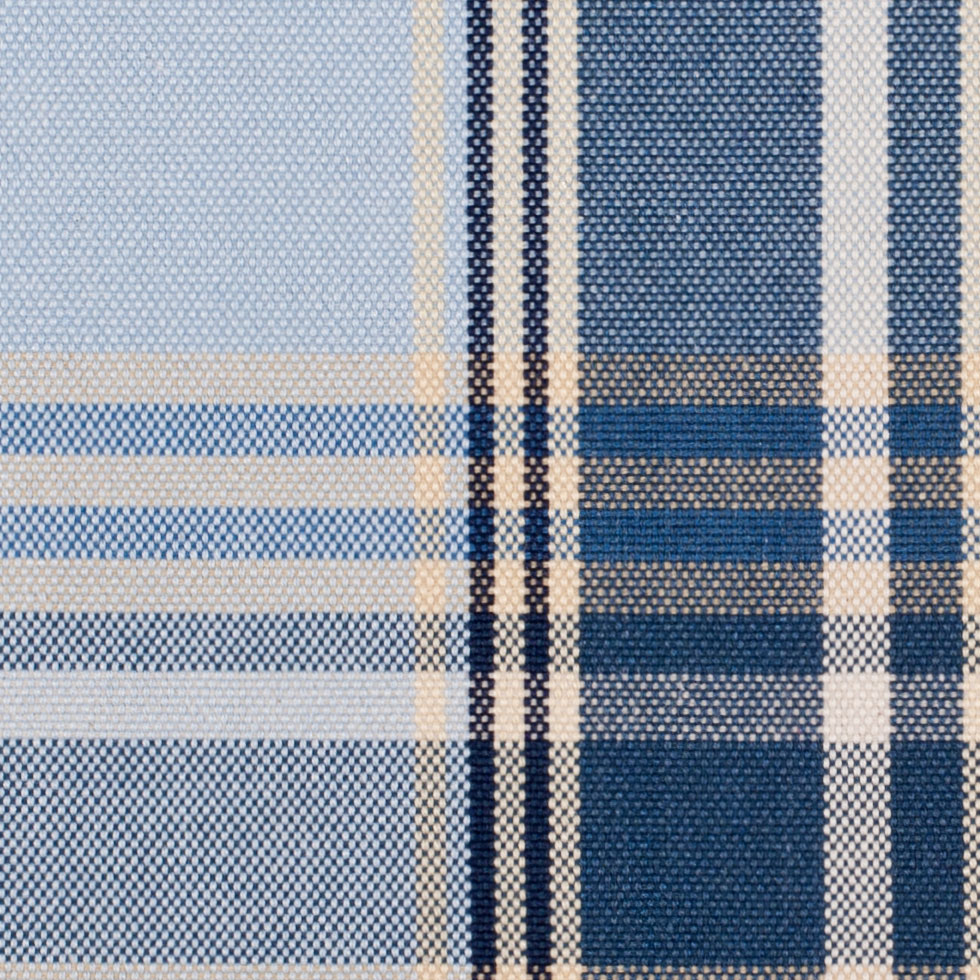 Blue Plaid Cotton Blend - Detail
