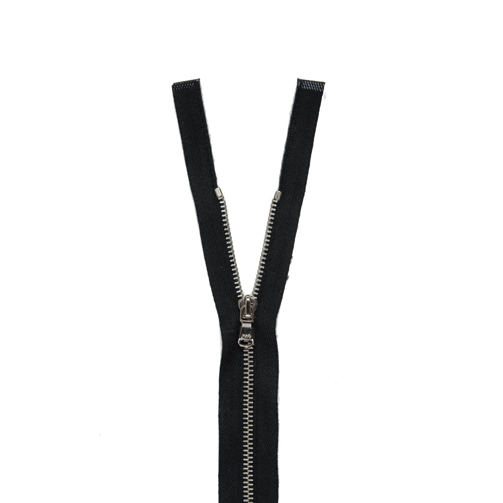 Lampo Black and Silver Metal 2-Way Separating Zipper - 23"