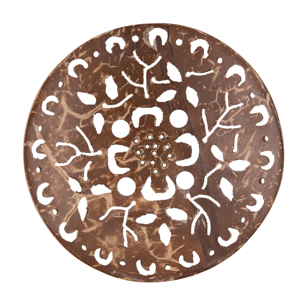 Brown/Gold Painted Coconut Button - 94L/60mm Detail