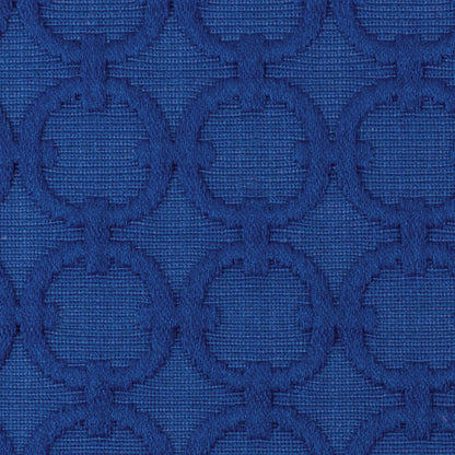 Blue Marine Geometric Embroidered Cotton-Poly Woven Detail