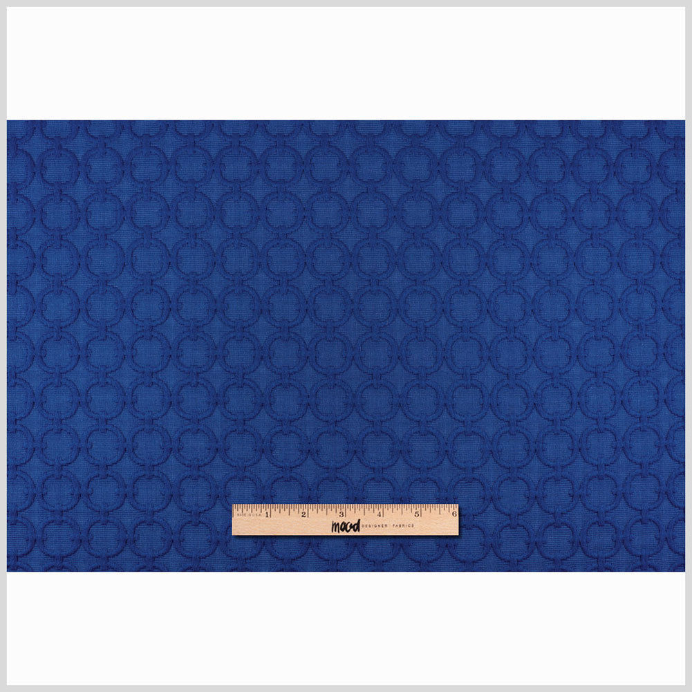 Blue Marine Geometric Embroidered Cotton-Poly Woven Full