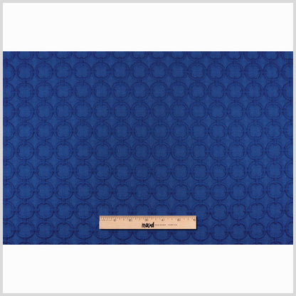 Blue Marine Geometric Embroidered Cotton-Poly Woven Full