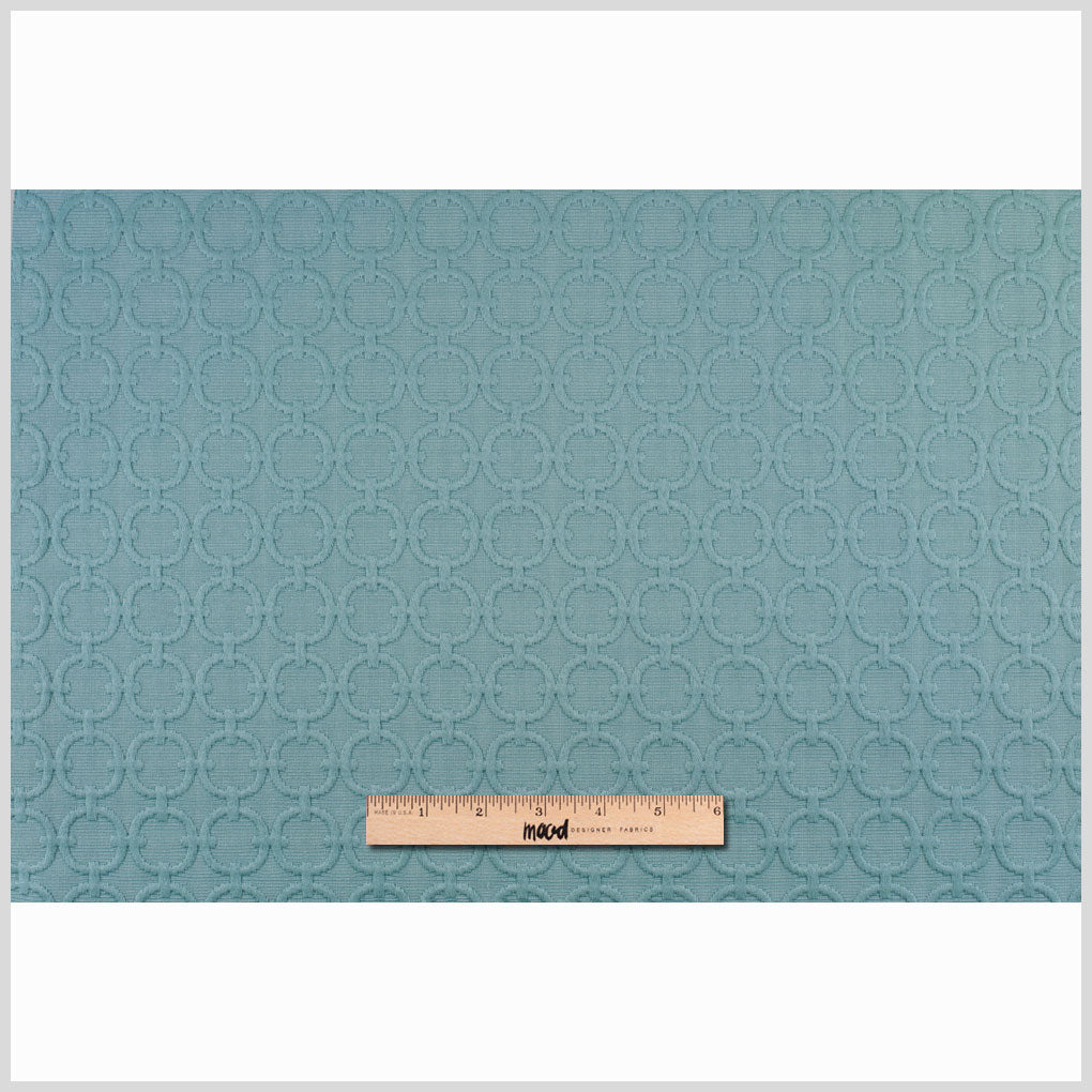 Turquoise Geometric Embroidered Cotton-Poly Woven - Full