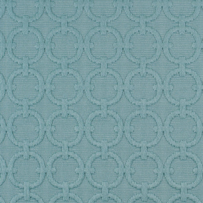 Turquoise Geometric Embroidered Cotton-Poly Woven