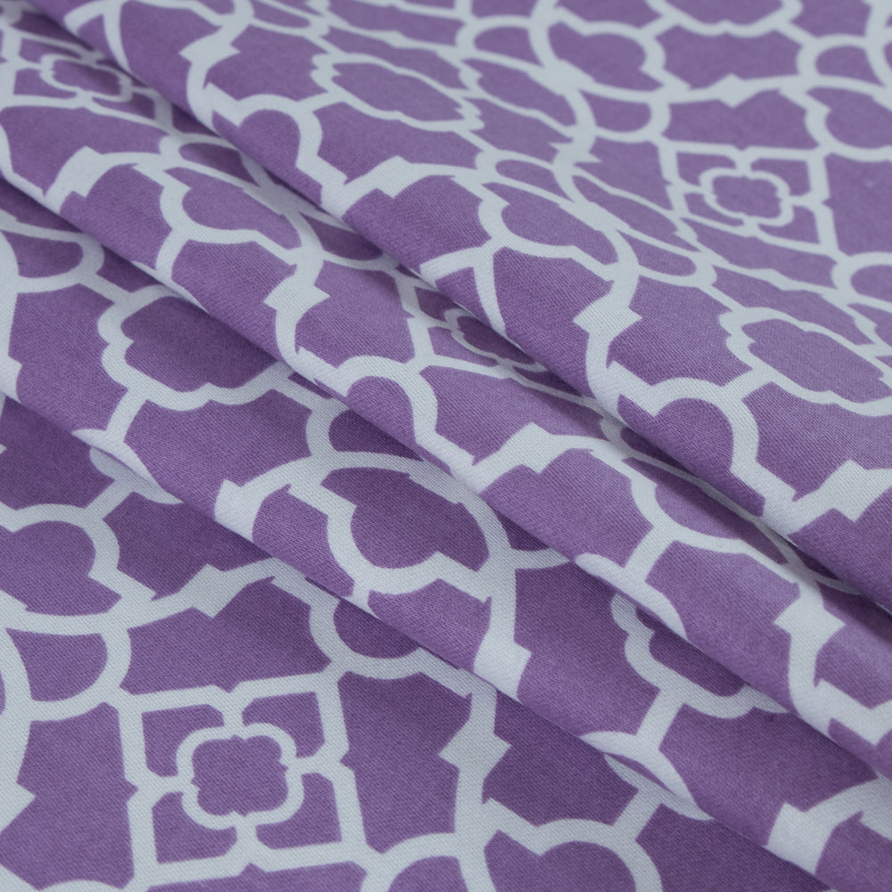 Violet Lattice Printed Cotton Twill Folded