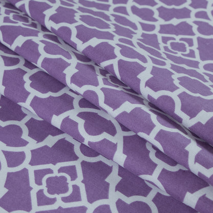 Violet Lattice Printed Cotton Twill Folded