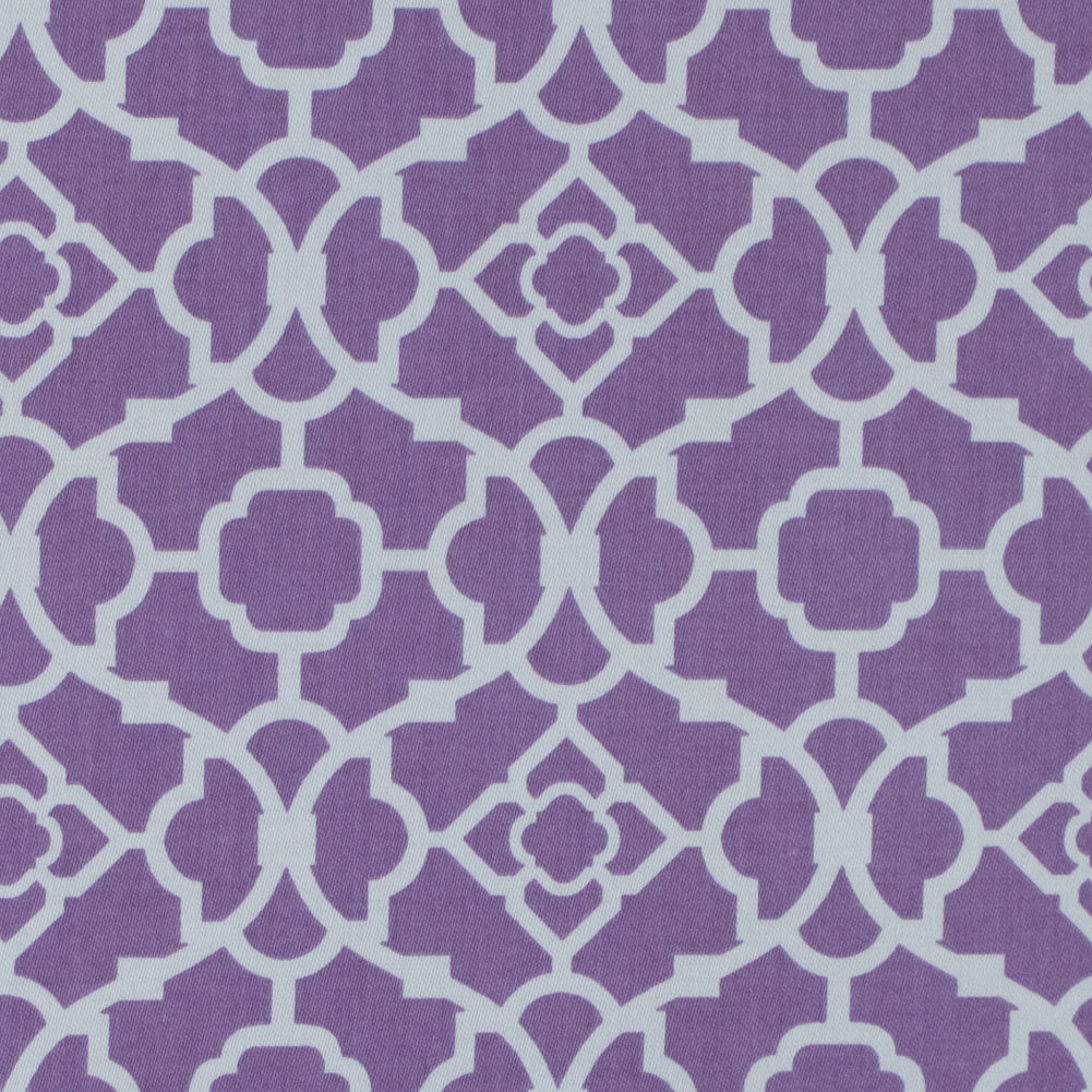 Violet Lattice Printed Cotton Twill