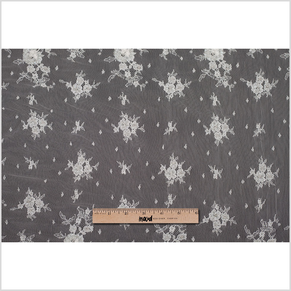 Whisper White Floral Beaded Lace Folded