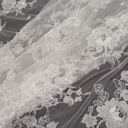 Whisper White Floral Beaded Lace Detail