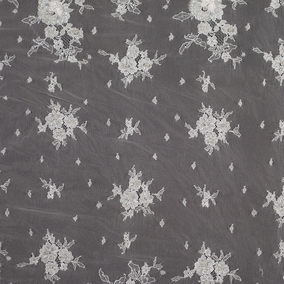 Whisper White Floral Beaded Lace
