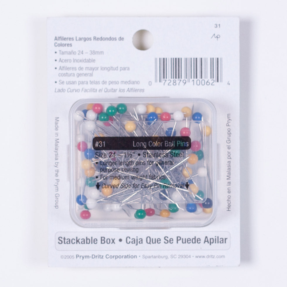 Dritz 75 Long Color Ball Pins - Detail