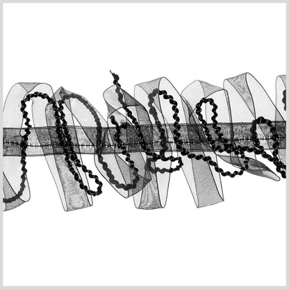2.5 Black Sheer Braided Ribbon Trim