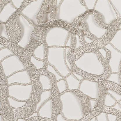 Metallic Silver Abstract Guipure Lace Fabric - Detail