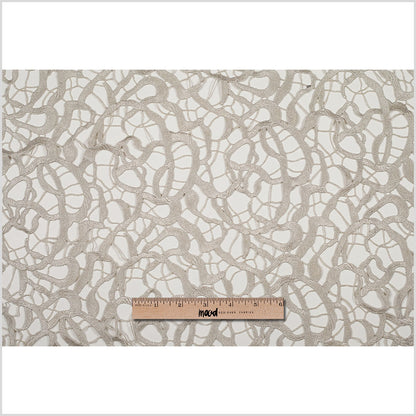 Metallic Silver Abstract Guipure Lace Fabric - Full
