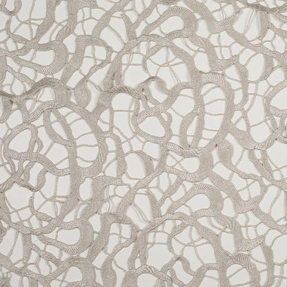 Metallic Silver Abstract Guipure Lace Fabric