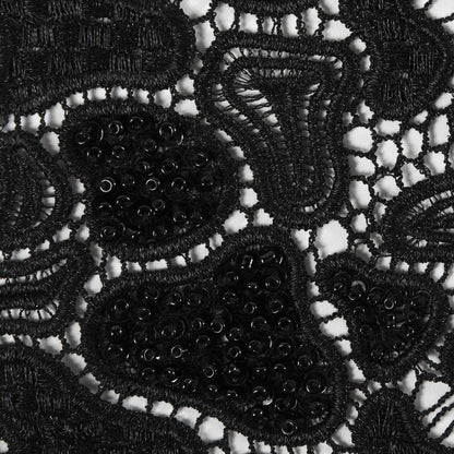 Black Fancy Beaded Guipure Lace - Detail