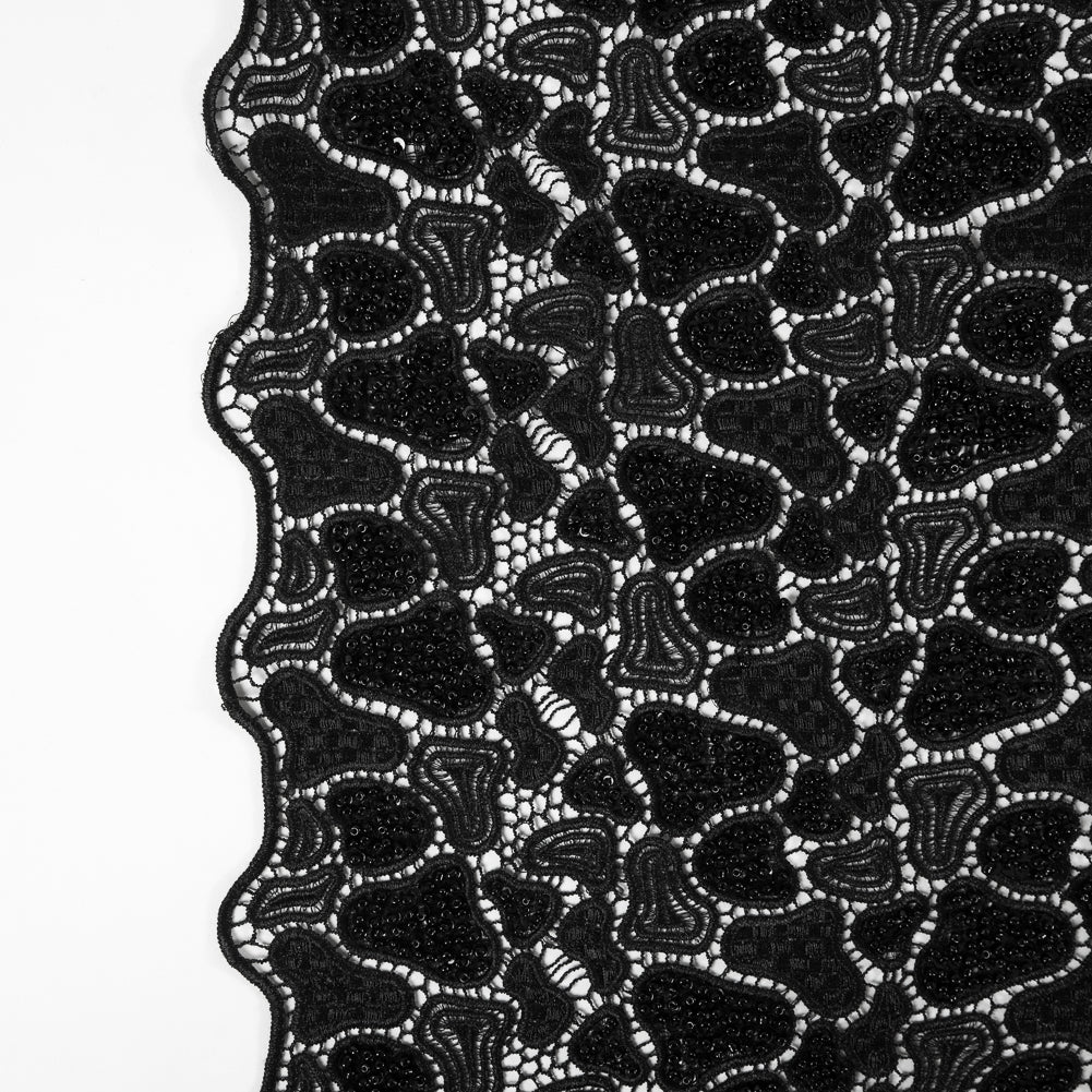 Black Fancy Beaded Guipure Lace