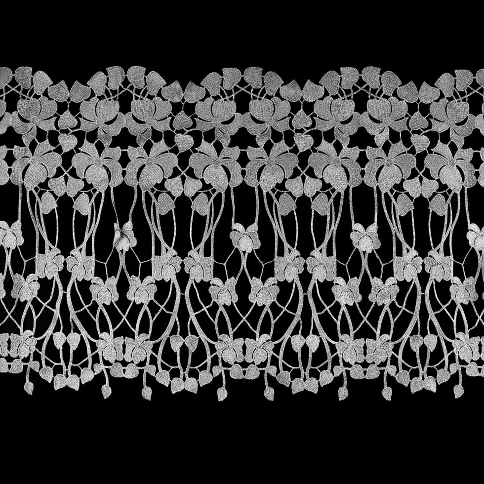 Metallic Silver Floral Lace Trimming - 16"