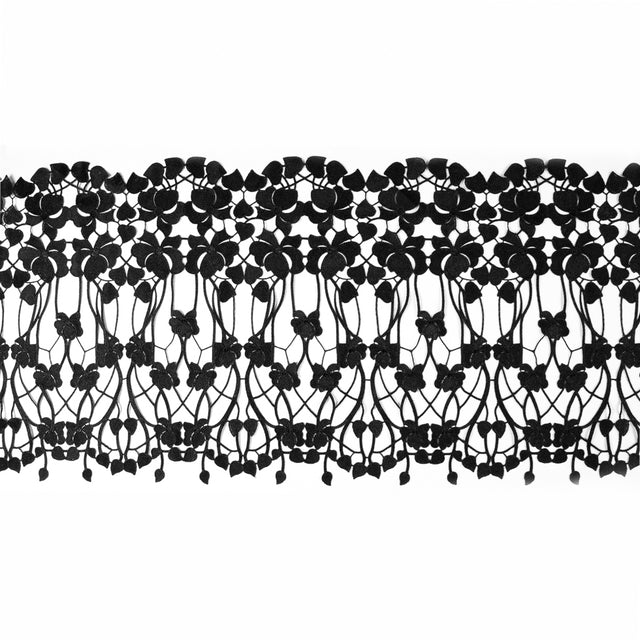 Metallic Black Floral Lace  Trim - 16