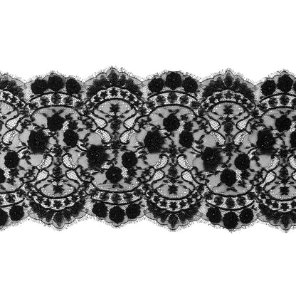 Black Beaded Lace with Eyelash Edge - 10