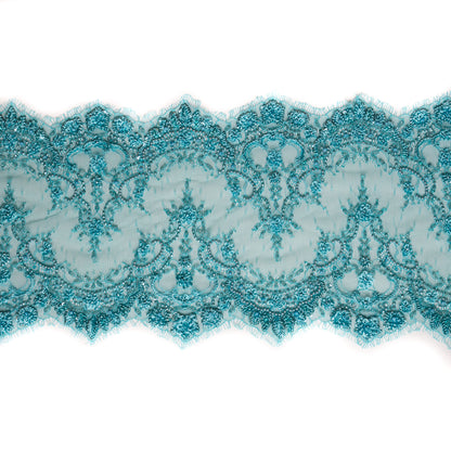 Turquoise Fancy Beaded Lace Trimming - 8