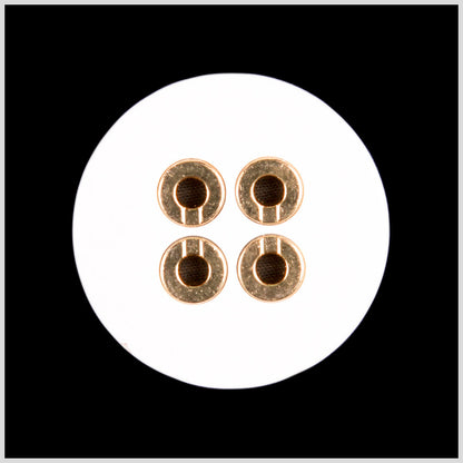 White Lacquer 4-Hole Gold Metal Button - 48L/30.5mm
