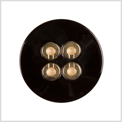 Black Lacquer Gold Metal Button - 28L/18mm