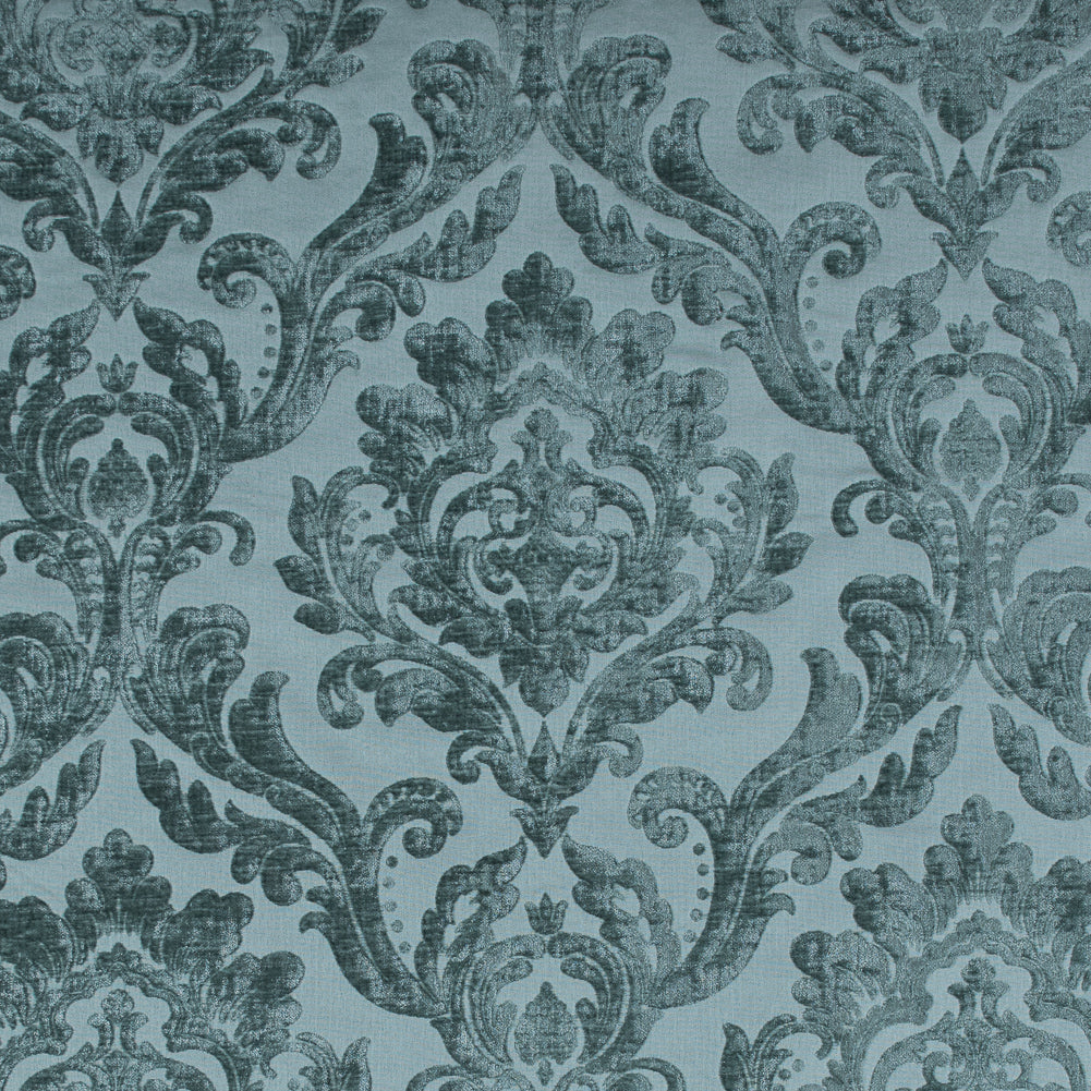 Subtle Green Damask Chenille Jacquard