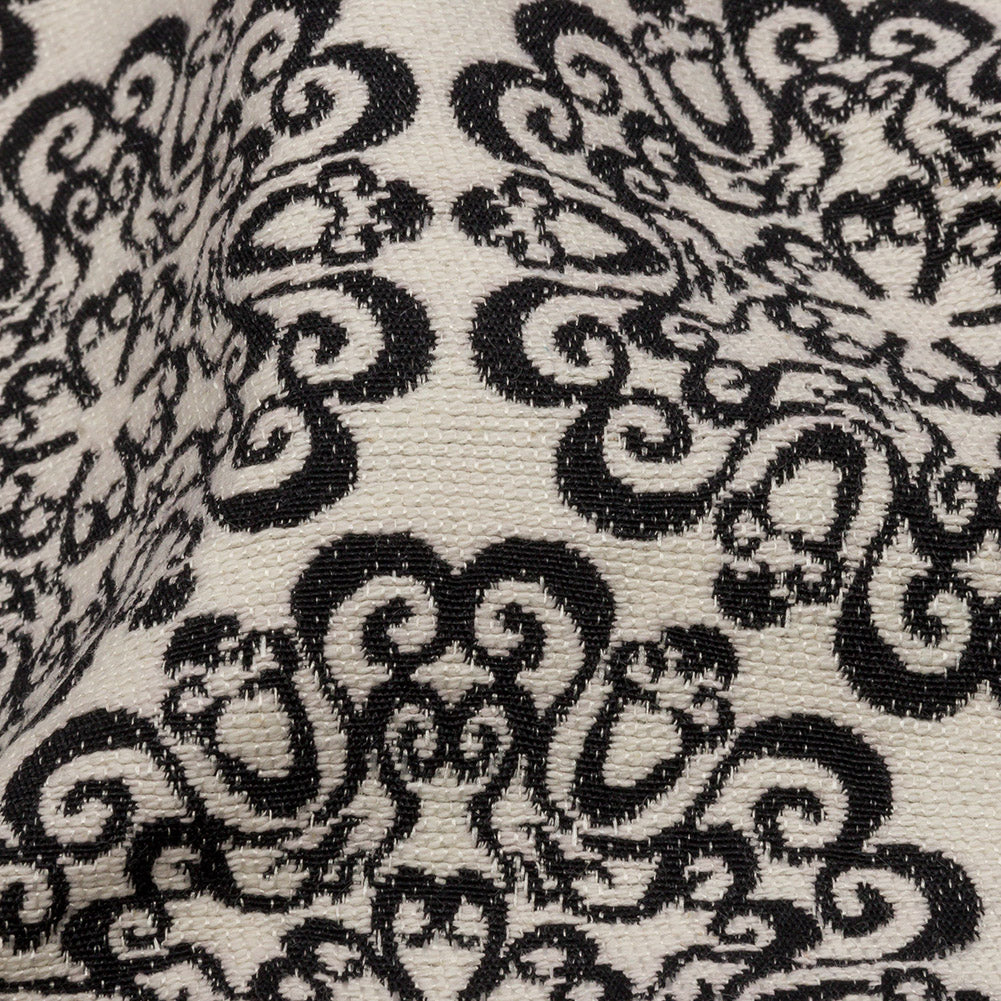 Black and Ivory Medallion Poly-Cotton Jacquard Detail