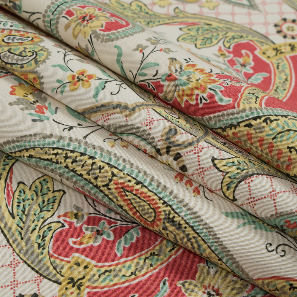 Radish Damask Paisley Printed Cotton Twill Folded