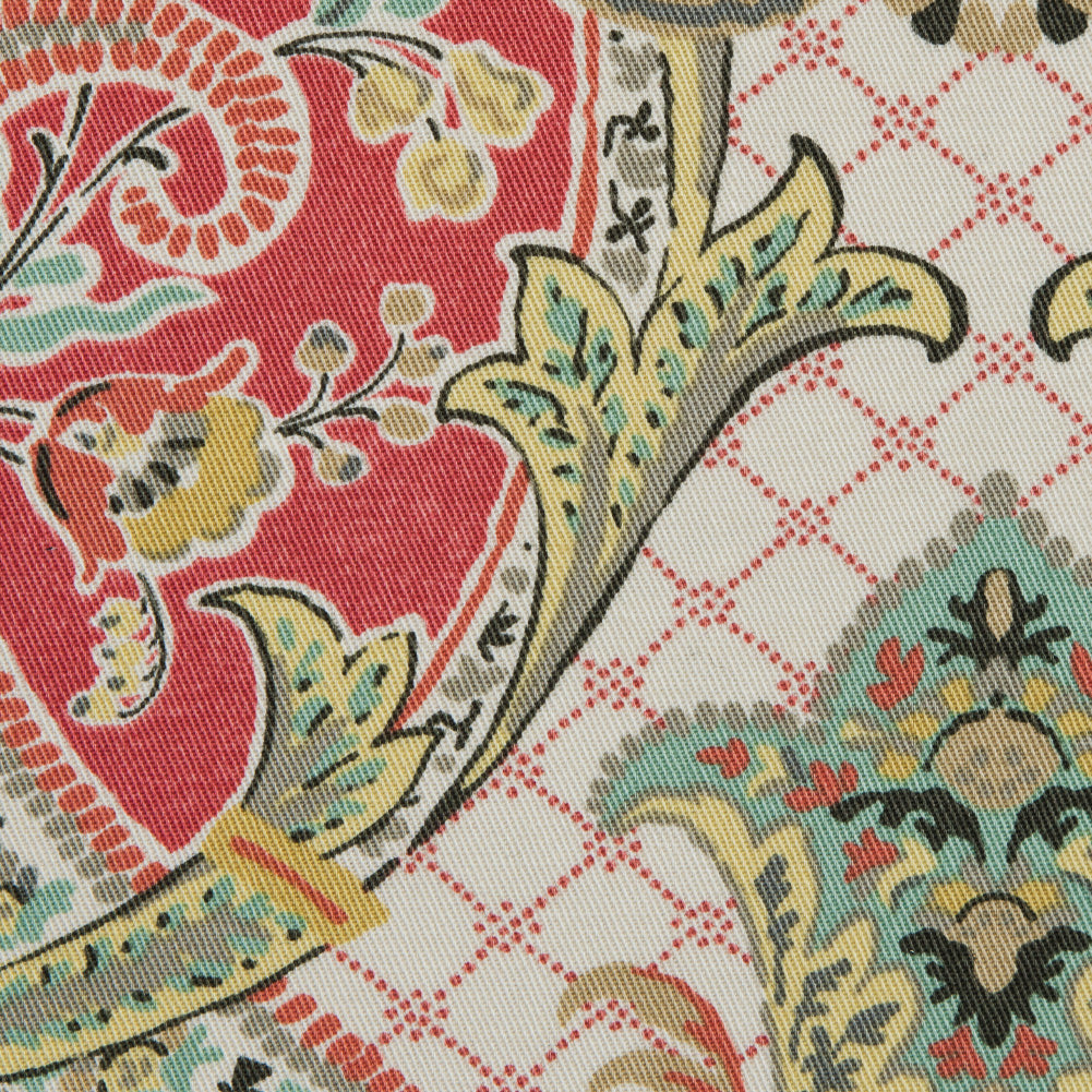 Radish Damask Paisley Printed Cotton Twill Detail