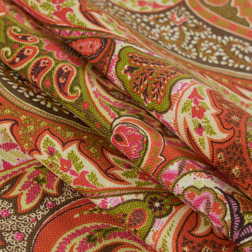 Turmeric Jaipur Paisley Linen Woven - Folded