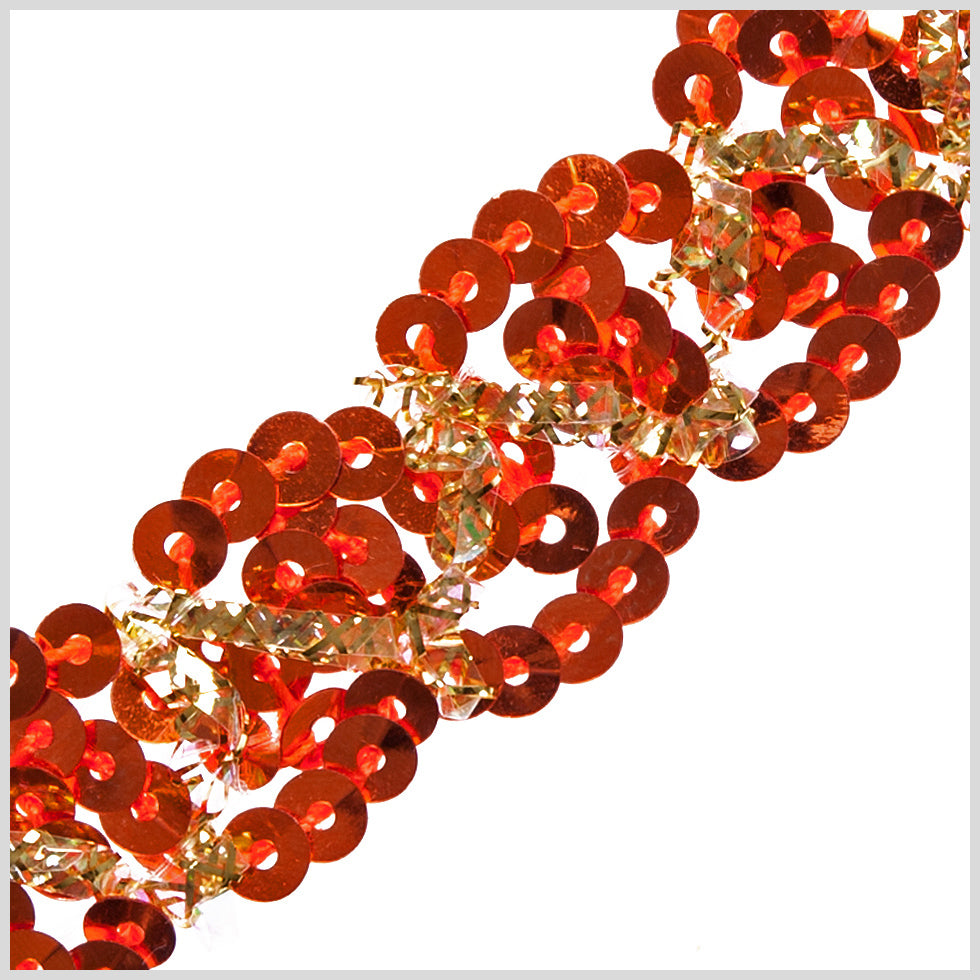 0.5 Gold/Orange Braided Sequin Trim - Detail