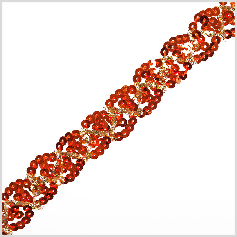 0.5 Gold/Orange Braided Sequin Trim