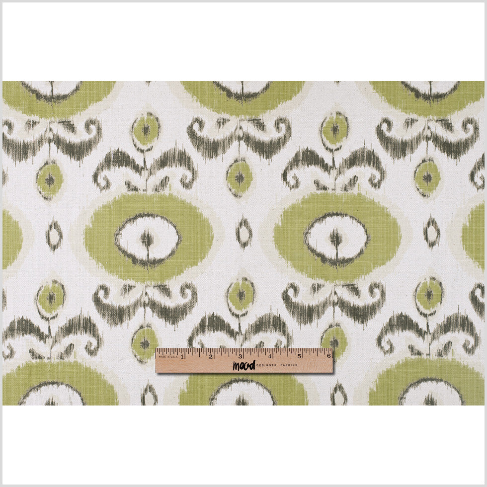 Green Floral Ikat Cotton-Blend Woven - Full