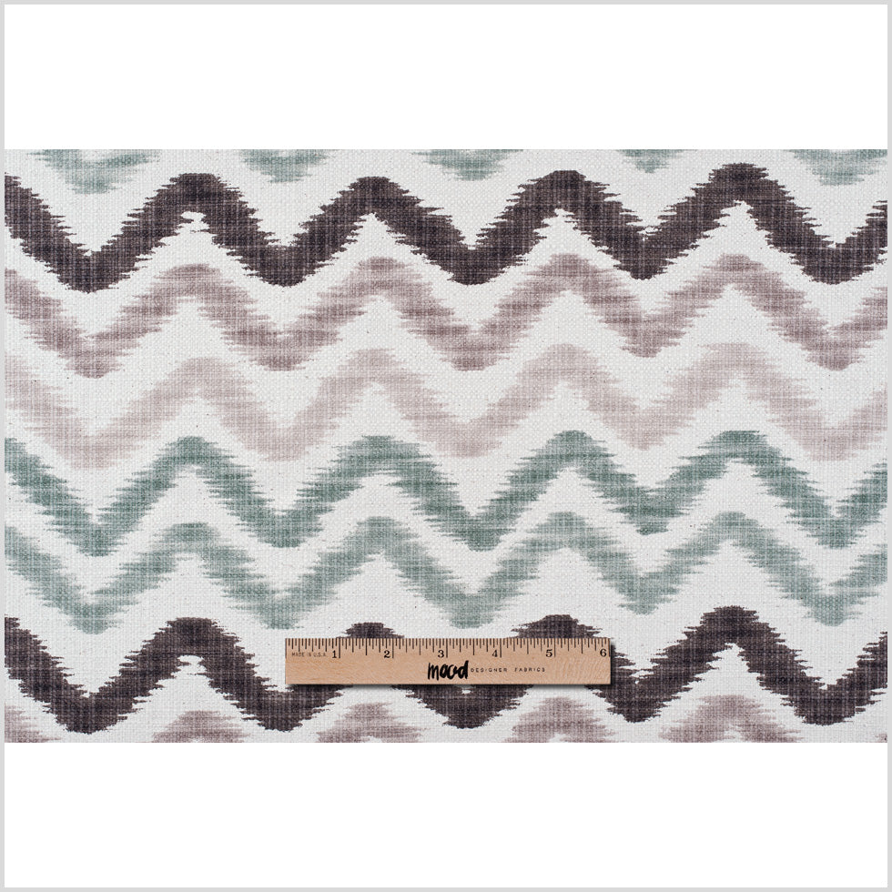 Taupe and Green Zig Zag Ikat Cotton-Blend Full