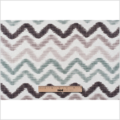Taupe and Green Zig Zag Ikat Cotton-Blend Full