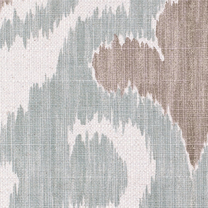 Large Beige and Green Ikat Cotton-Blend Woven Detail