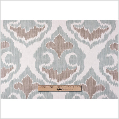 Large Beige and Green Ikat Cotton-Blend Woven Full