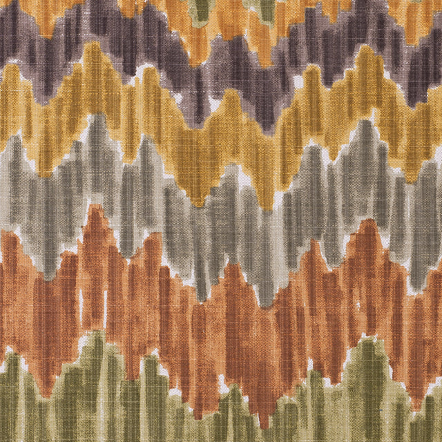Orange/Green Flamestitch Cotton-Blend Woven