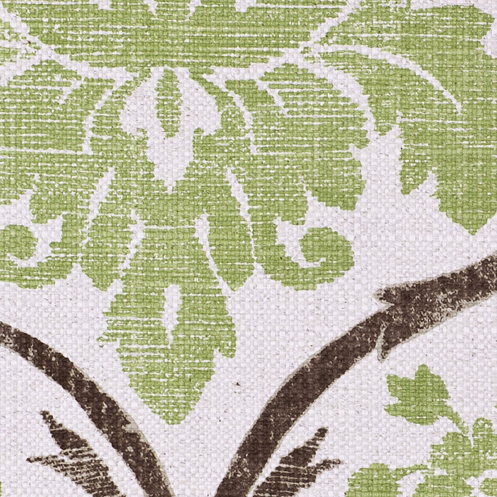 Green/Brown Grand Floral Print Cotton-Blend Woven - Detail