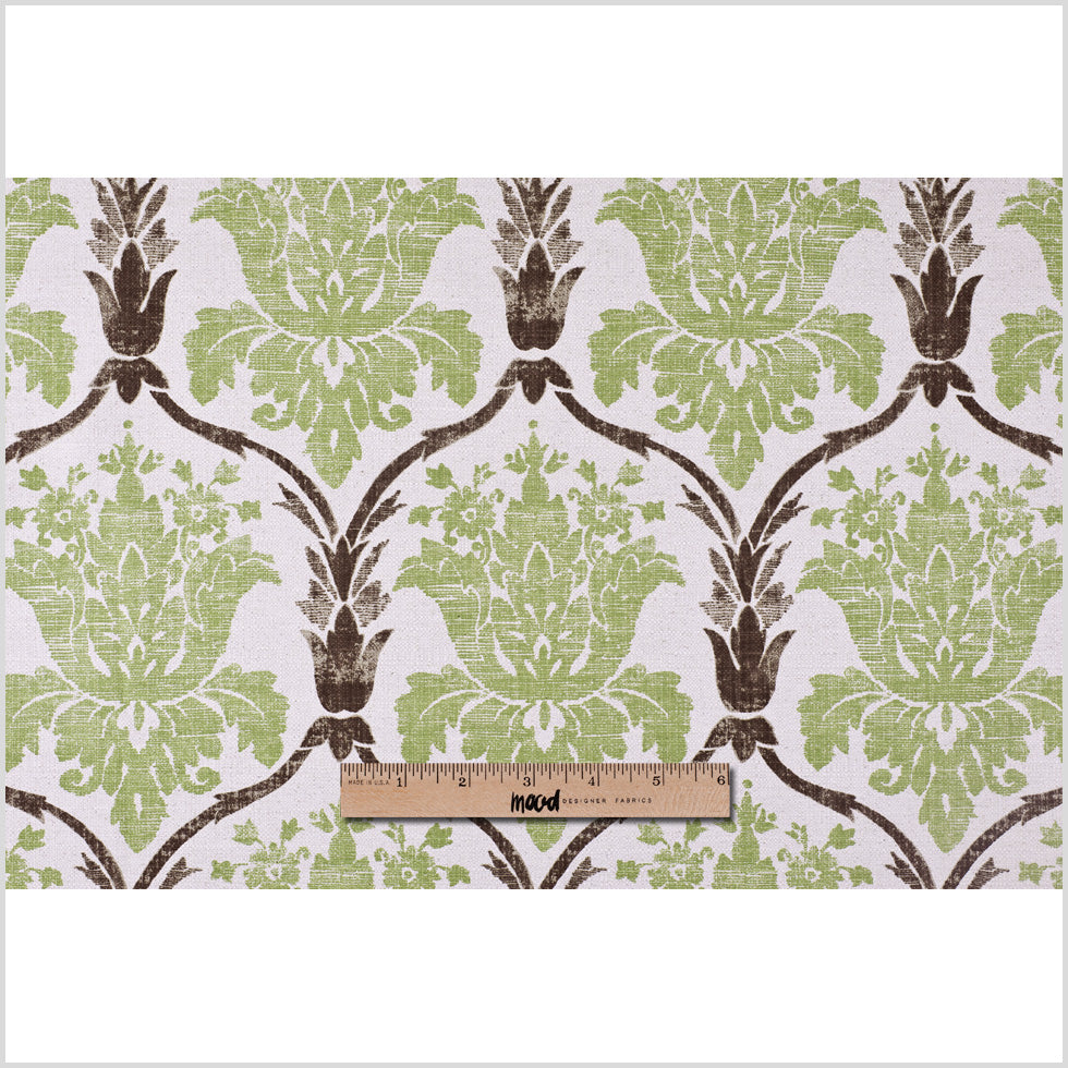Green/Brown Grand Floral Print Cotton-Blend Woven - Full