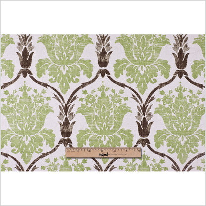 Green/Brown Grand Floral Print Cotton-Blend Woven - Full