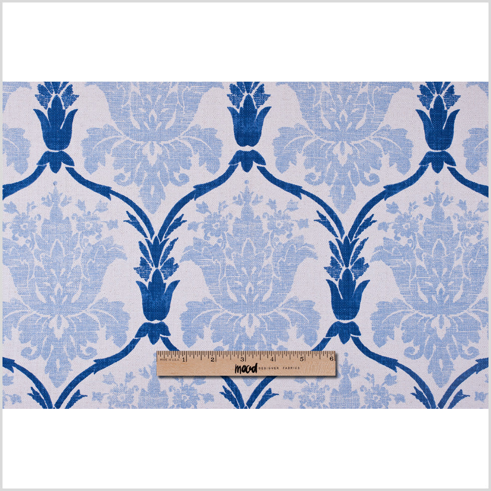 Blue Grand Floral Print Cotton-Blend Woven - Full