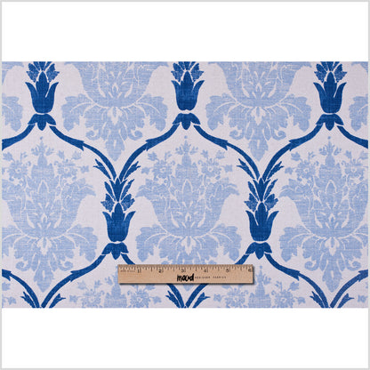 Blue Grand Floral Print Cotton-Blend Woven - Full